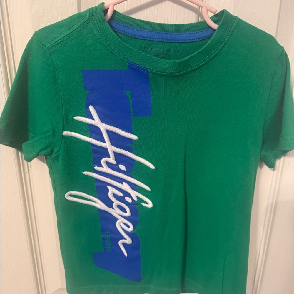 Tommy Hilfiger Green Tee with Blue & White Logo
